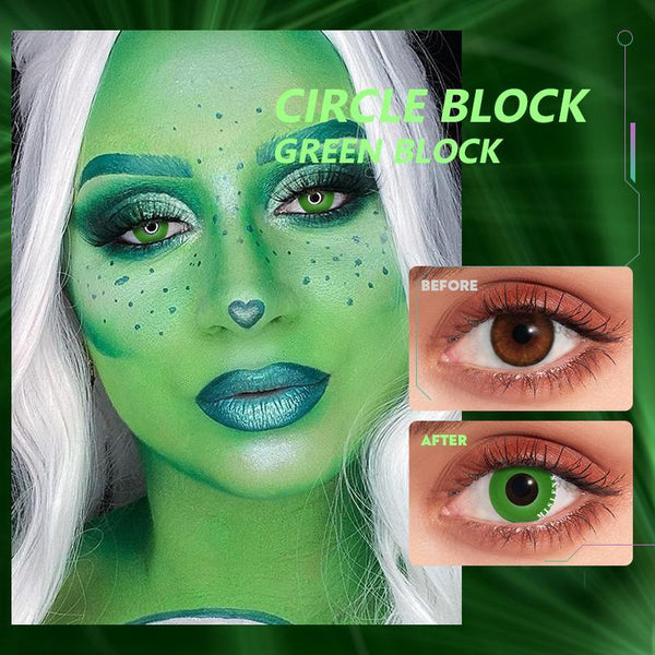 Circle Block Green Cosplay Contact Lenses | 1 Year
