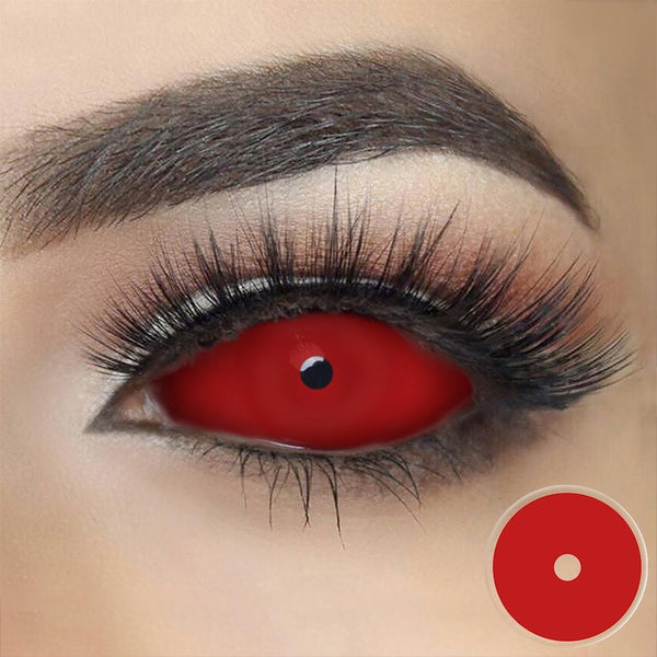 All Red Sclera Contacts on dark eyes