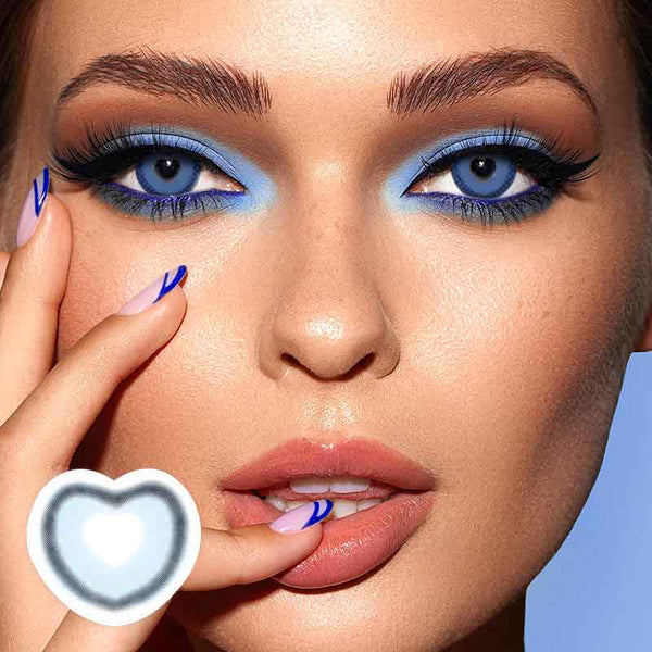 [New] [US Warehouse] Heart Eyes Blue Cosplay Contact Lenses