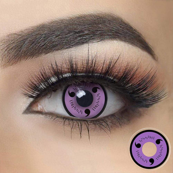 Purple Sasuke Sharingan crazy halloween contacts in the dark eyes